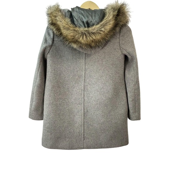 J.Crew Wool Blend Coat with Faux Fur‎ Hood Gray Winter Outerwear Sz Petite 00 - Picture 8 of 11